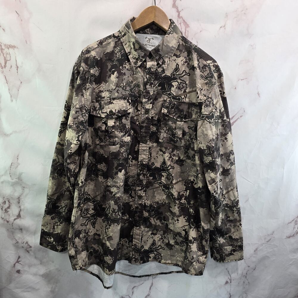 True Timber Shirt Mens Large Camo Viper Button Up Hunting Ripstop Polyester